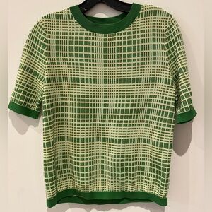 COS Green and Cream Knit Top